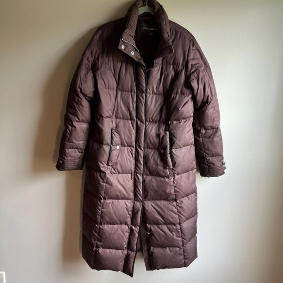 Eddie Bauer Plum Purple Puffer Down Trench Winter Coat Size Small - Picture 1 of 10